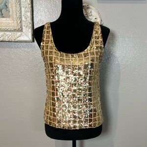 Moda International Gold Sequin Scoop Neck Camisole